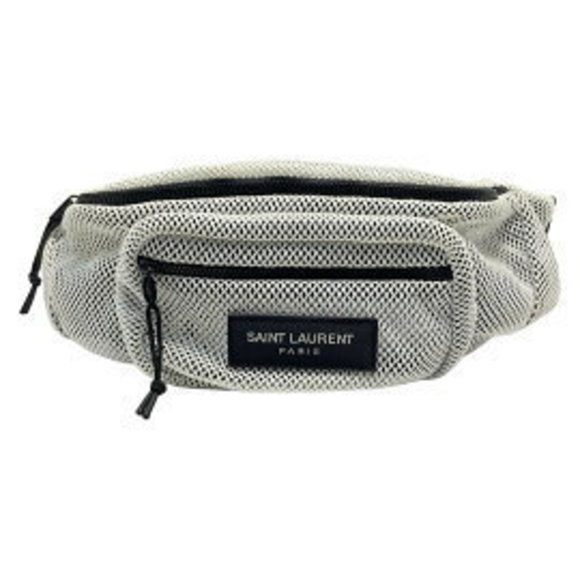 SAINT LAURENT PARIS mesh waist pouch white black - Picture 1 of 9
